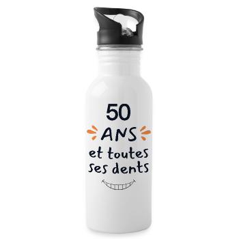 50 Years Humor Gift 50 Years Anniversary - Water bottle with straw - white - Right
