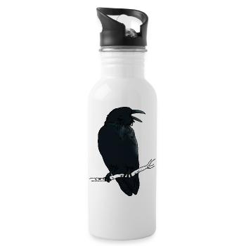 Black Raven - Water bottle with straw - white - Right