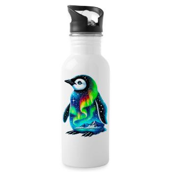 Pinguin - Trinkflasche mit integriertem Trinkhalm - Weiß - Rechts