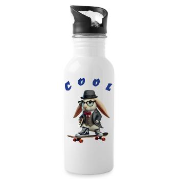 Cool rabbit - Trinkflasche mit integriertem Trinkhalm - Weiß - Rechts