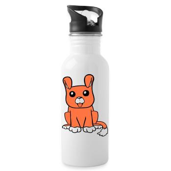 Hund Sitzt Süß Kleiner Glücklicher Welpe Haustier - Trinkflasche mit integriertem Trinkhalm - Weiß - Rechts