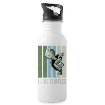 I Like Turtles Schildkröte Retro Vintage Spruch - Trinkflasche mit integriertem Trinkhalm - Weiß - Rechts