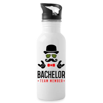 bachelor team member - Trinkflasche mit integriertem Trinkhalm - Weiß - Rechts