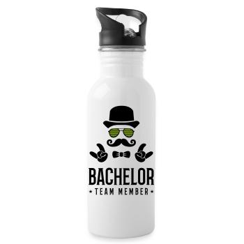 bachelor team member - Trinkflasche mit integriertem Trinkhalm - Weiß - Rechts