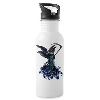 Engels Frau, Lilien, closing - Trinkflasche mit integriertem Trinkhalm - Weiß - Rechts