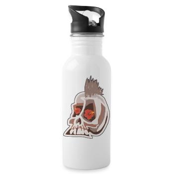 Punk Skull with Flowers - Water bottle with straw - white - Right