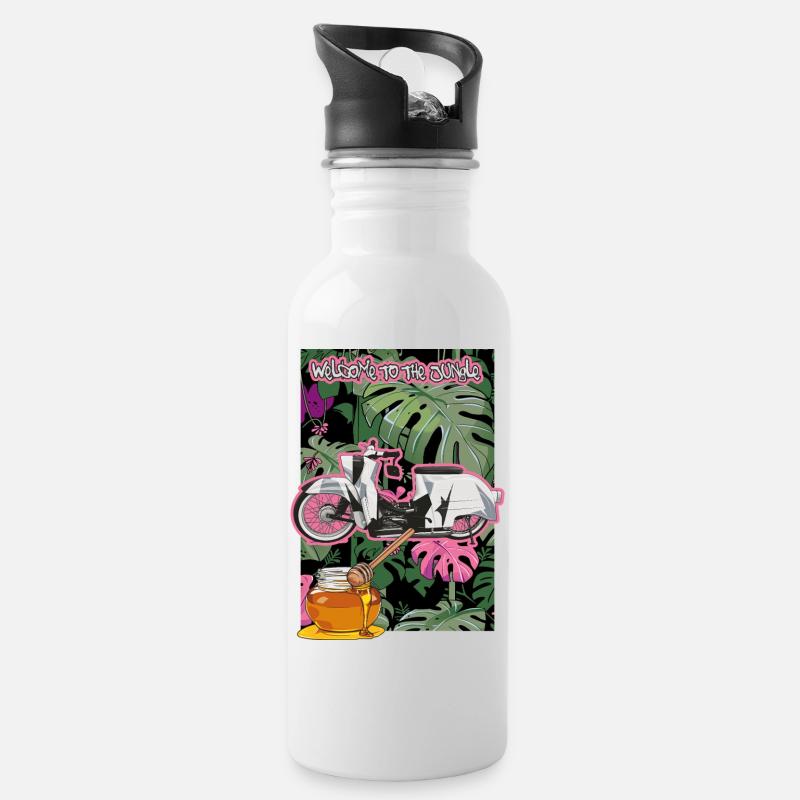 Schwalbe (camouflage) // Illustration - Trinkflasche mit integriertem Trinkhalm - Weiß