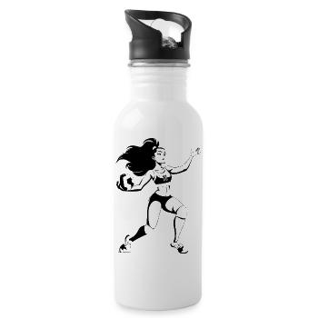 Joueur de volley-ball Cartoon Look - Gourde avec paille intégrée - blanc - Droite