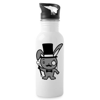Mr. Bunny Gentleman Chapeau haut de forme Monocle Lunettes - Gourde avec paille intégrée - blanc - Droite