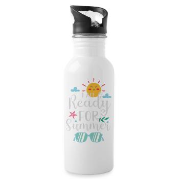 Ich bin bereit für den Sommer - Trinkflasche mit integriertem Trinkhalm - Weiß - Rechts