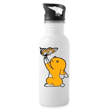 Bunny Butterfly Friends Holding Pretty Beautiful Cute - Water bottle with straw - white - Right