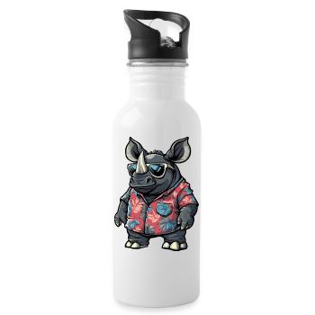 Rhino Funny Summer - Water bottle with straw - white - Right