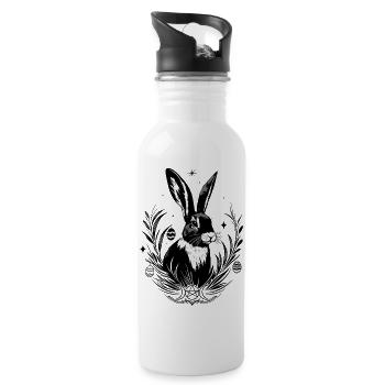 Ostara Bunny with Triple Moon and Pentagram - Water bottle with straw - white - Right