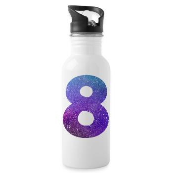 Number 8 galaxy - Water bottle with straw - white - Right