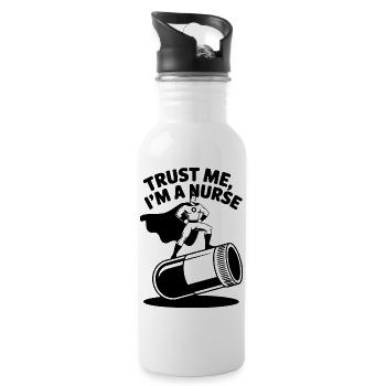 Male Nurse Hero - Water bottle with straw - white - Right