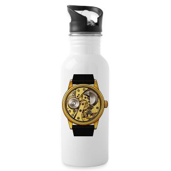 Mechanisches Uhrwerk mit Mikrorotor 60er Jahre Uhr - Trinkflasche mit integriertem Trinkhalm - Weiß - Rechts