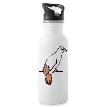 Bird Raven Dove Sitting Cable Hawk Eagle Birdie - Water bottle with straw - white - Right
