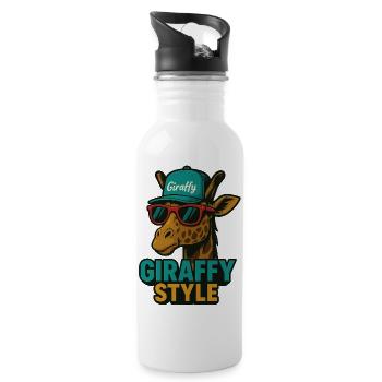 Giraffy Style Giraffe mit Cap - Trinkflasche mit integriertem Trinkhalm - Weiß - Rechts