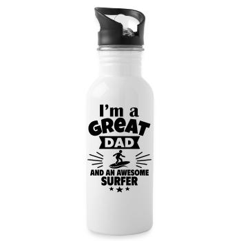 I'm a great dad and a cool surfer - Water bottle with straw - white - Right