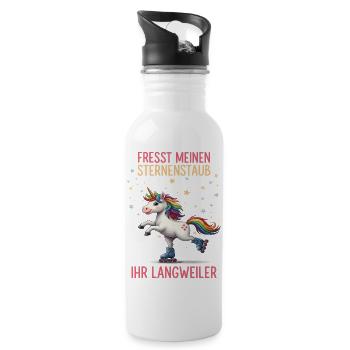 Rollschuh Einhorn - Trinkflasche mit integriertem Trinkhalm - Weiß - Rechts