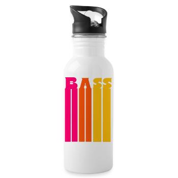 Choir Bass Voice Retro Stripes - Water bottle with straw - white - Right