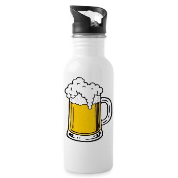Bier - Trinkflasche mit integriertem Trinkhalm - Weiß - Rechts