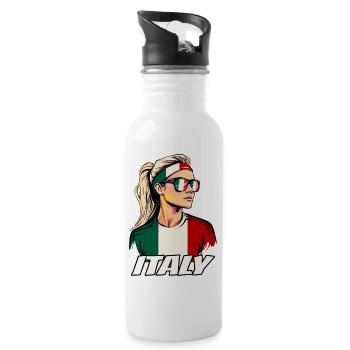 Italie drapeau drapeau femme lunettes de soleil fan jersey - Gourde avec paille intégrée - blanc - Droite
