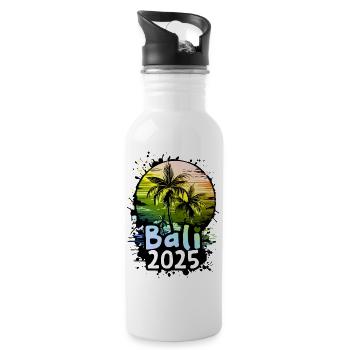 Bali 2025 Urlaub Palmen - Trinkflasche mit integriertem Trinkhalm - Weiß - Rechts