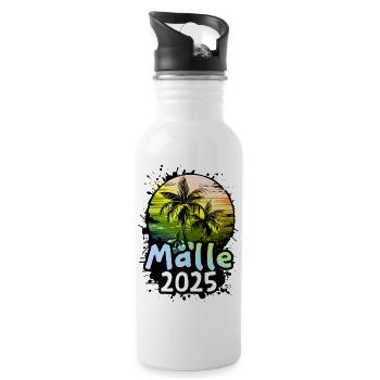 Malle 2025 Urlaub Palmen - Trinkflasche mit integriertem Trinkhalm - Weiß - Rechts