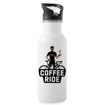 Coffee Ride – emblem for cycling fans - Water bottle with straw - white - Right