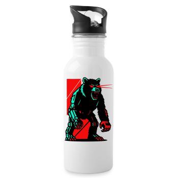 Mecha Techno Bear - Water bottle with straw - white - Right
