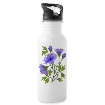 Flowers - Water bottle with straw - white - Right