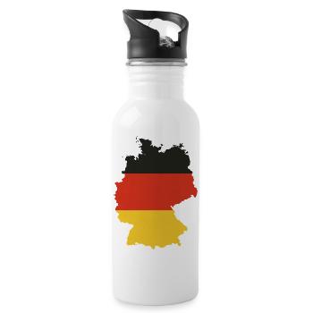 Schwarz Rot Gold Deutschland Flaggen Umriss Design - Trinkflasche mit integriertem Trinkhalm - Weiß - Rechts