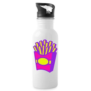 French Fries Pop Art - Water bottle with straw - white - Right
