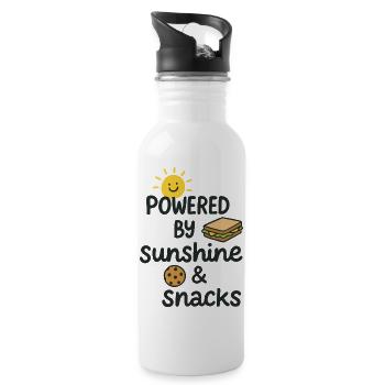 Powered by Sunshine&Snacks. Lustiges Food-Design. - Trinkflasche mit integriertem Trinkhalm - Weiß - Rechts