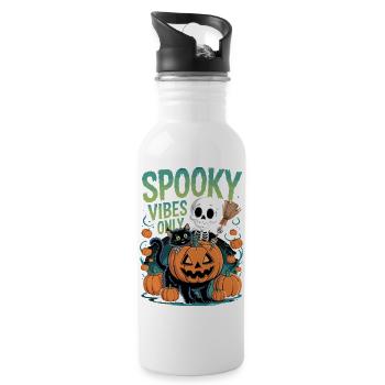 Motif citrouille d'Halloween aux ambiances effrayantes - Gourde avec paille intégrée - blanc - Droite