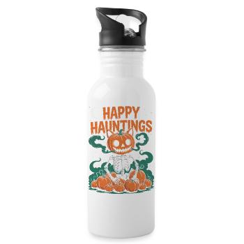 Spooky Jack-o'-Lantern Skeleton Halloween Design - Water bottle with straw - white - Right