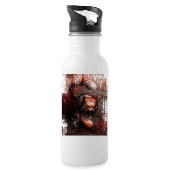 Lynx rouge rampant [peint à la main] - Gourde avec paille intégrée - blanc - Droite