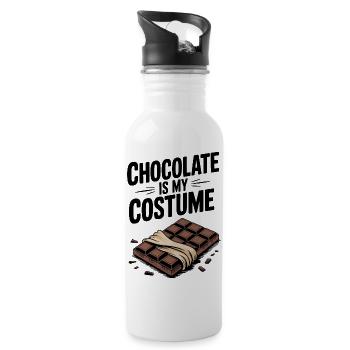 Le chocolat, c’est mon costume - Gourde avec paille intégrée - blanc - Droite