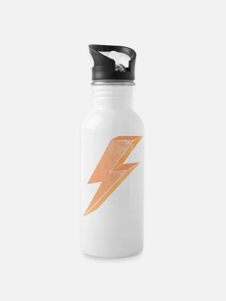 Lightning symbol in warm orange 3D - Water bottle with straw - white