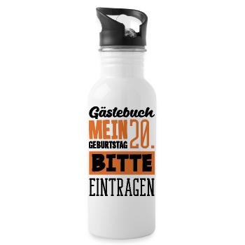 Lustiges Geschenk Zum 20. Geburtstag - Trinkflasche mit integriertem Trinkhalm - Weiß - Rechts