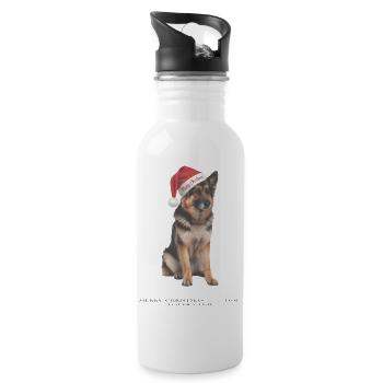 German Shepherd Christmas Hat - Water bottle with straw - white - Right