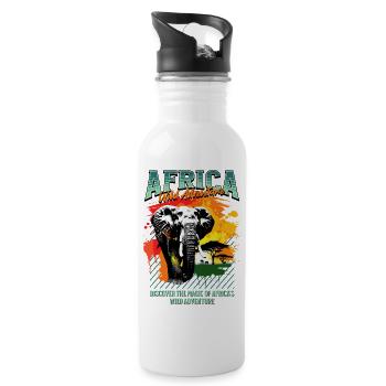 Safari nature aventure éléphant d'Afrique - Gourde avec paille intégrée - blanc - Droite