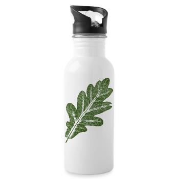 Eichenblatt / Grün - Trinkflasche mit integriertem Trinkhalm - Weiß - Rechts