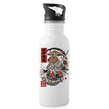 Samouraï Capybara Combat Illustration - Gourde avec paille intégrée - blanc - Droite