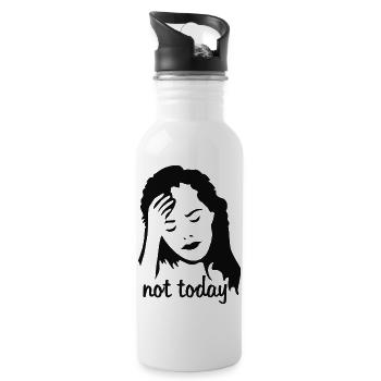Portrait of a woman with a headache - Water bottle with straw - white - Right