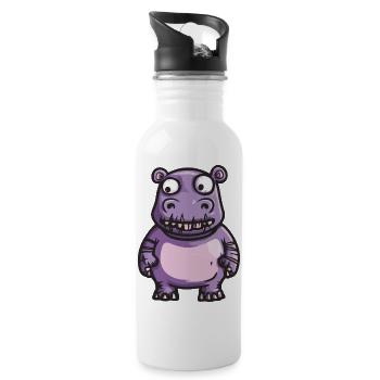 Nilpferd Halloween Comic Lustig - Trinkflasche mit integriertem Trinkhalm - Weiß - Rechts