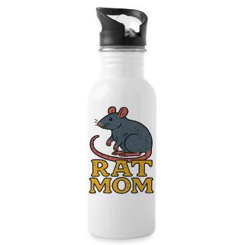 Ratte Mama Vintage Karikatur - Trinkflasche mit integriertem Trinkhalm - Weiß - Rechts