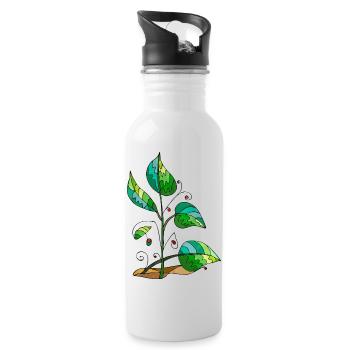 leaves - Water bottle with straw - white - Right