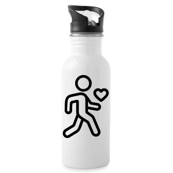 Gesunder Lebensstil - Trinkflasche mit integriertem Trinkhalm - Weiß - Rechts